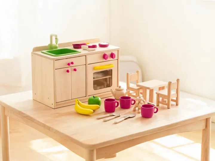 Pretend play kitchen and dollhouse toys