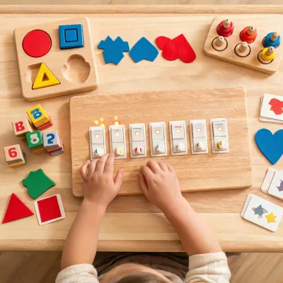 montessori busy board with 8 led light switches